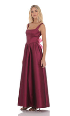 Back Bow Gown in Plum