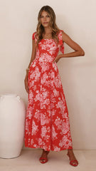 Haisley Maxi Dress - Red Floral