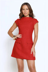 Good Outfit Day Tweed Mini Dress Red
