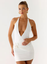 Undo Halter Mini Dress - White