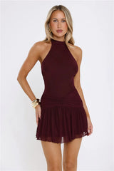 Sundown Soul Halter Midnight Blossoms Mini Dress Plum