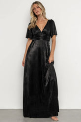 Venetian Pleated Gown | Black