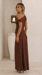 Gigi Maxi Dress - Chocolate/Nude Spot