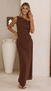 Gigi Maxi Dress - Chocolate/Nude Spot