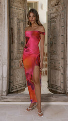 Verne Off Shoulder Maxi Dress - Pink Floral