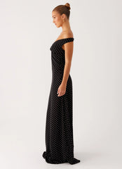 Melany Maxi Dress - Black Polka Dot