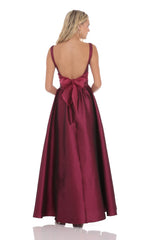 Back Bow Gown in Plum
