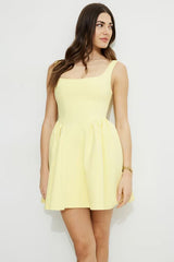 Flared Scoop Neck Ponte Mini Dress