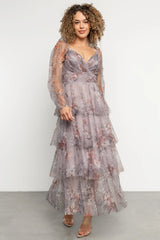 Tessa Tiered Maxi Dress | Lilac Gray Floral