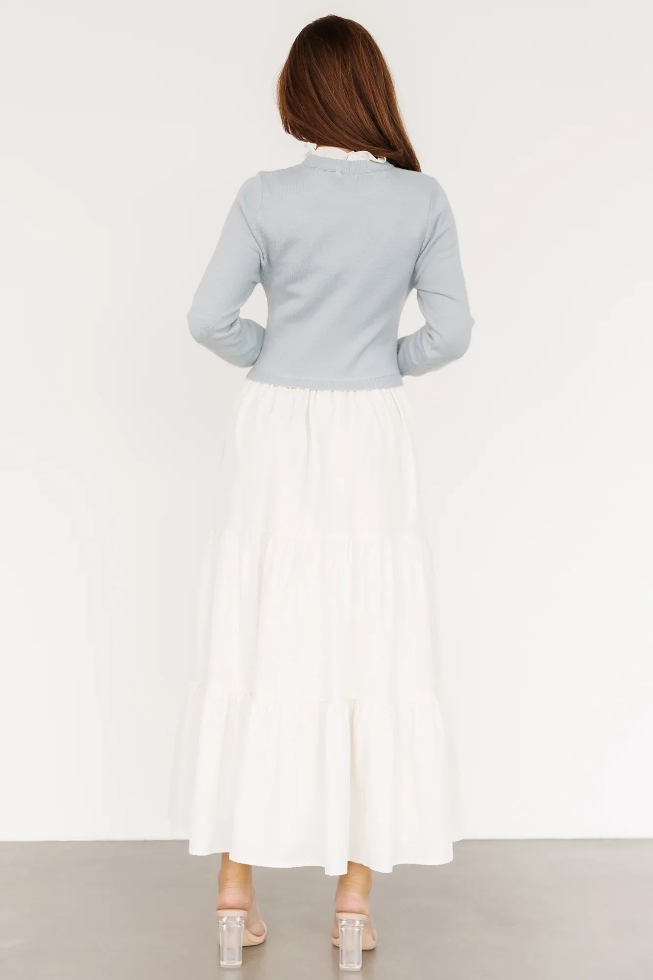 Sophie Sweater Dress | Light Blue + Ivory