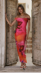 Verne Off Shoulder Maxi Dress - Pink Floral