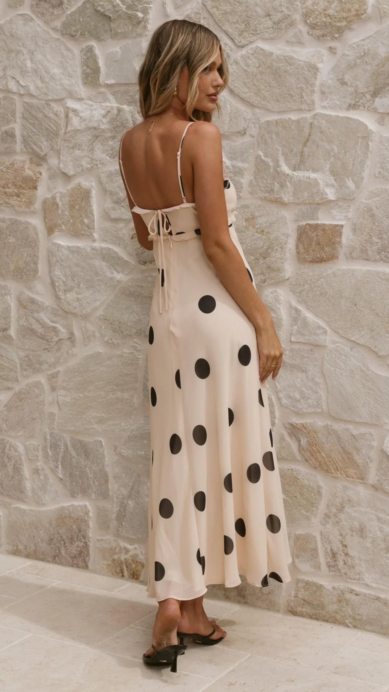 Jianna Maxi Dress - Cream/Black Polka Dot