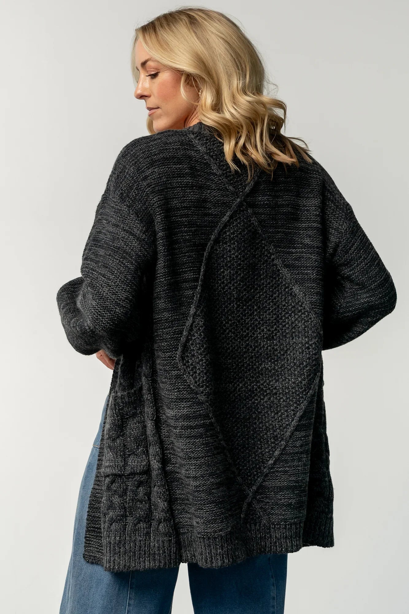 Spencer Chunky Knit Cardigan | Charcoal
