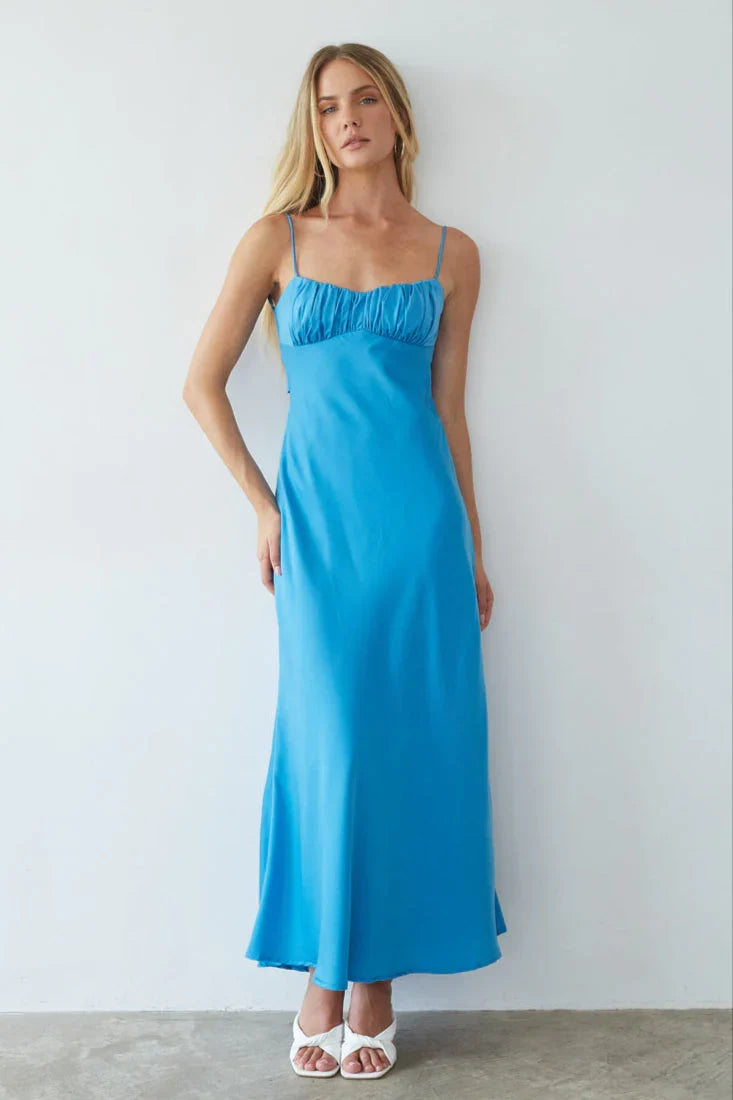 Andie Open Back Satin Maxi Dress