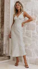 Daphne Maxi Dress - Cream Polka