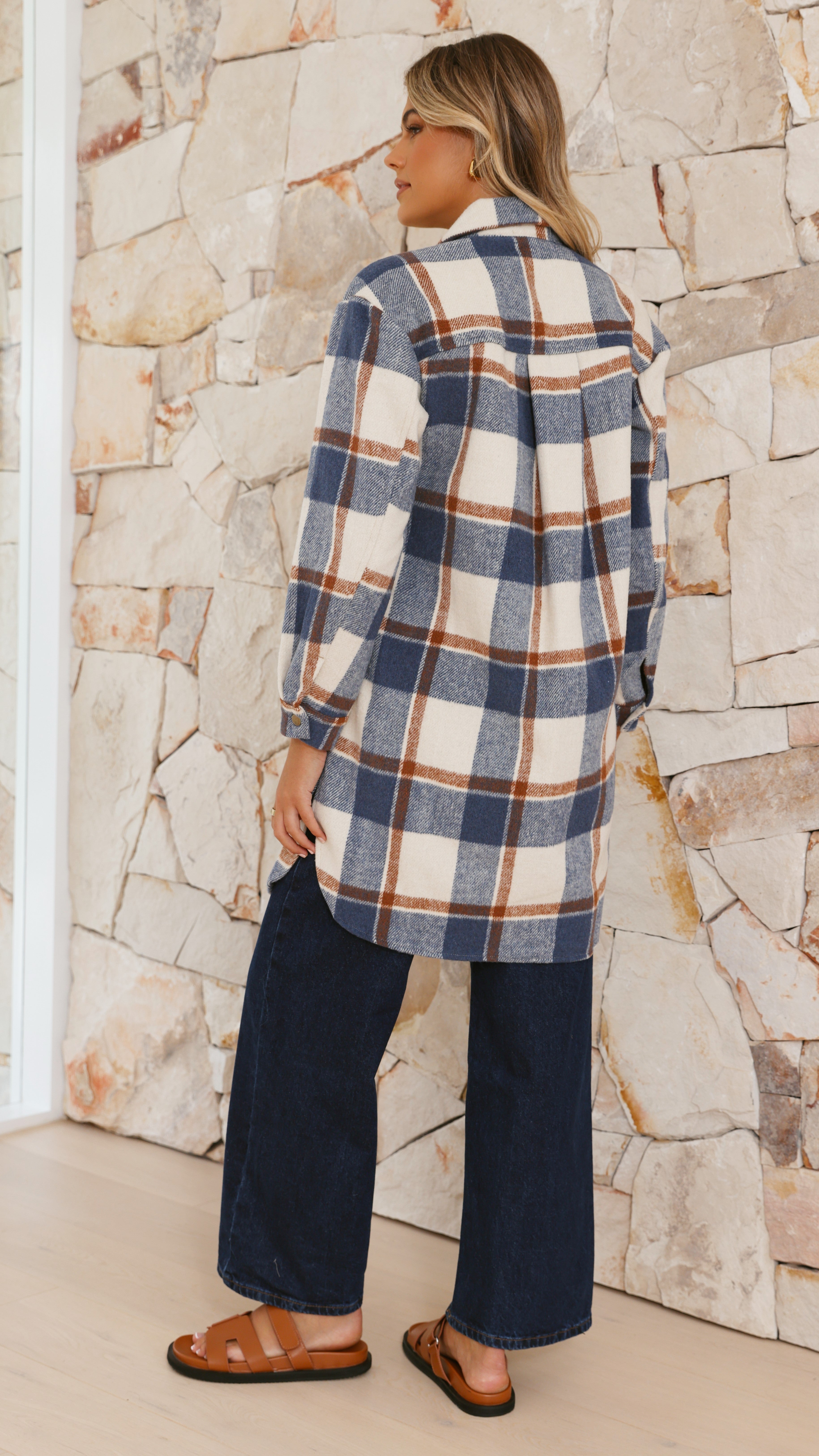Saskia Jacket - Navy/Cream Check