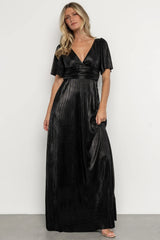 Venetian Pleated Gown | Black