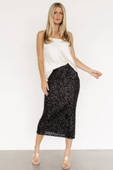 Charmed Sequin Midi Skirt | Black