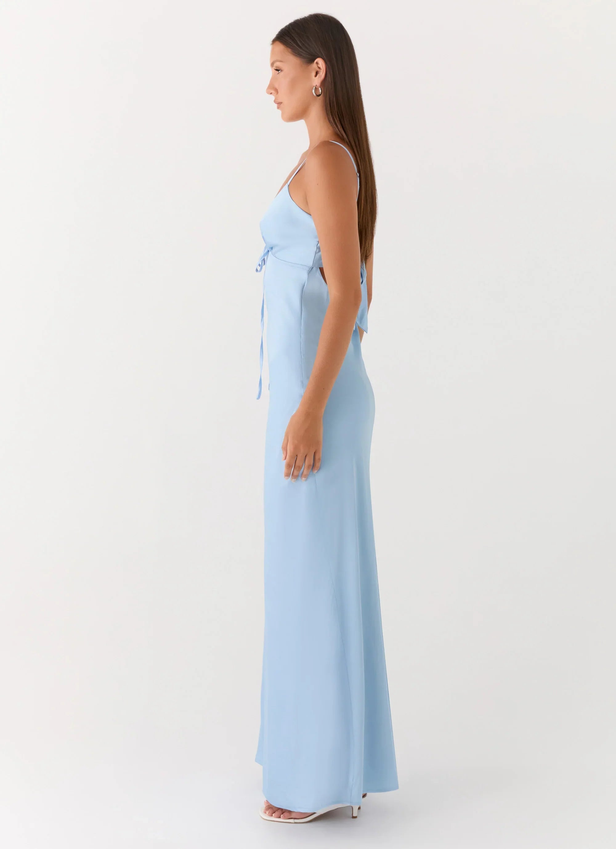 Flora Satin Maxi Dress - Ice Blue