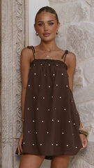 Sloane Mini Dress - Chocolate Polka