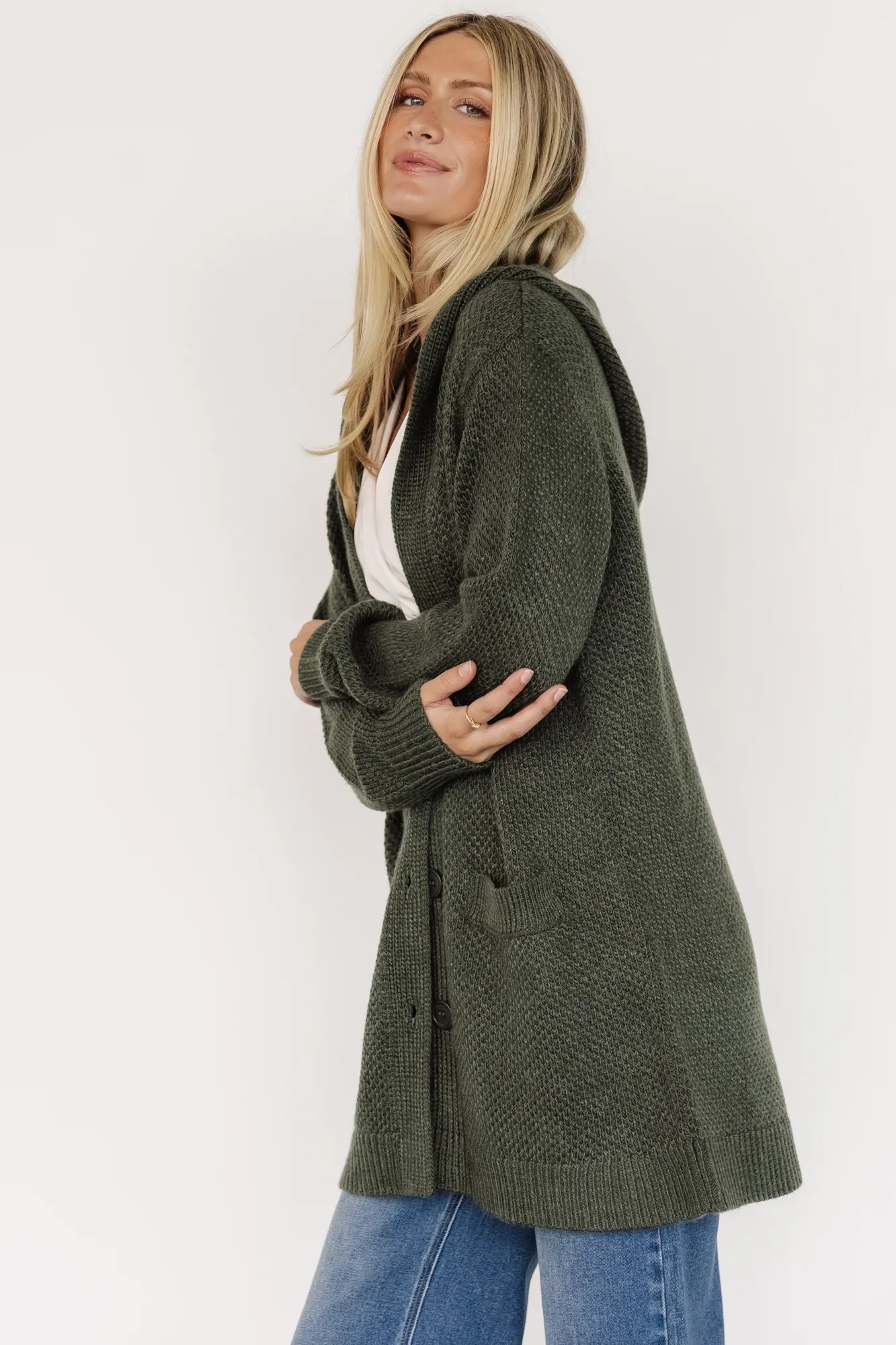 Katrine Hooded Cardigan | Green
