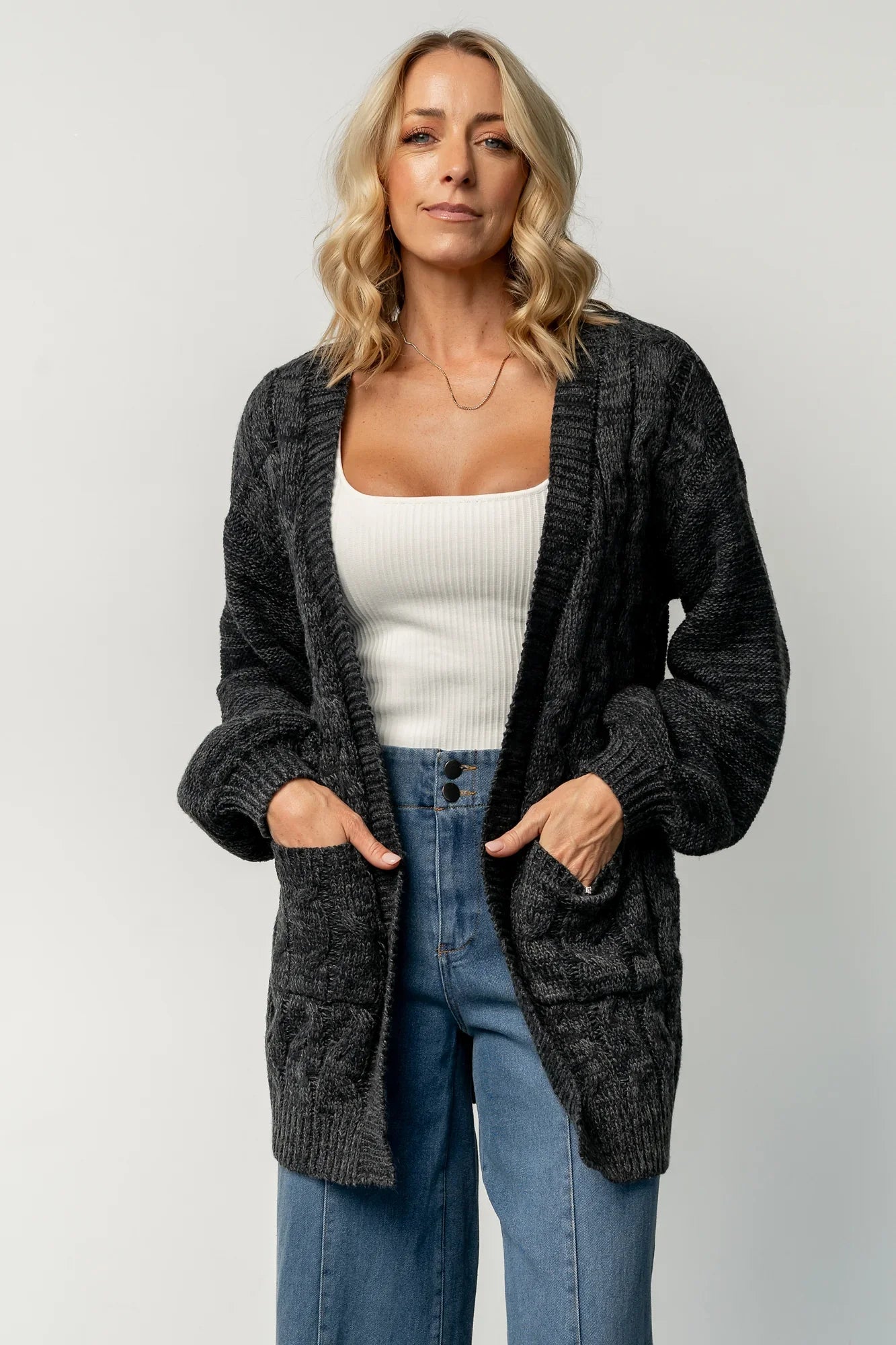 Spencer Chunky Knit Cardigan | Charcoal