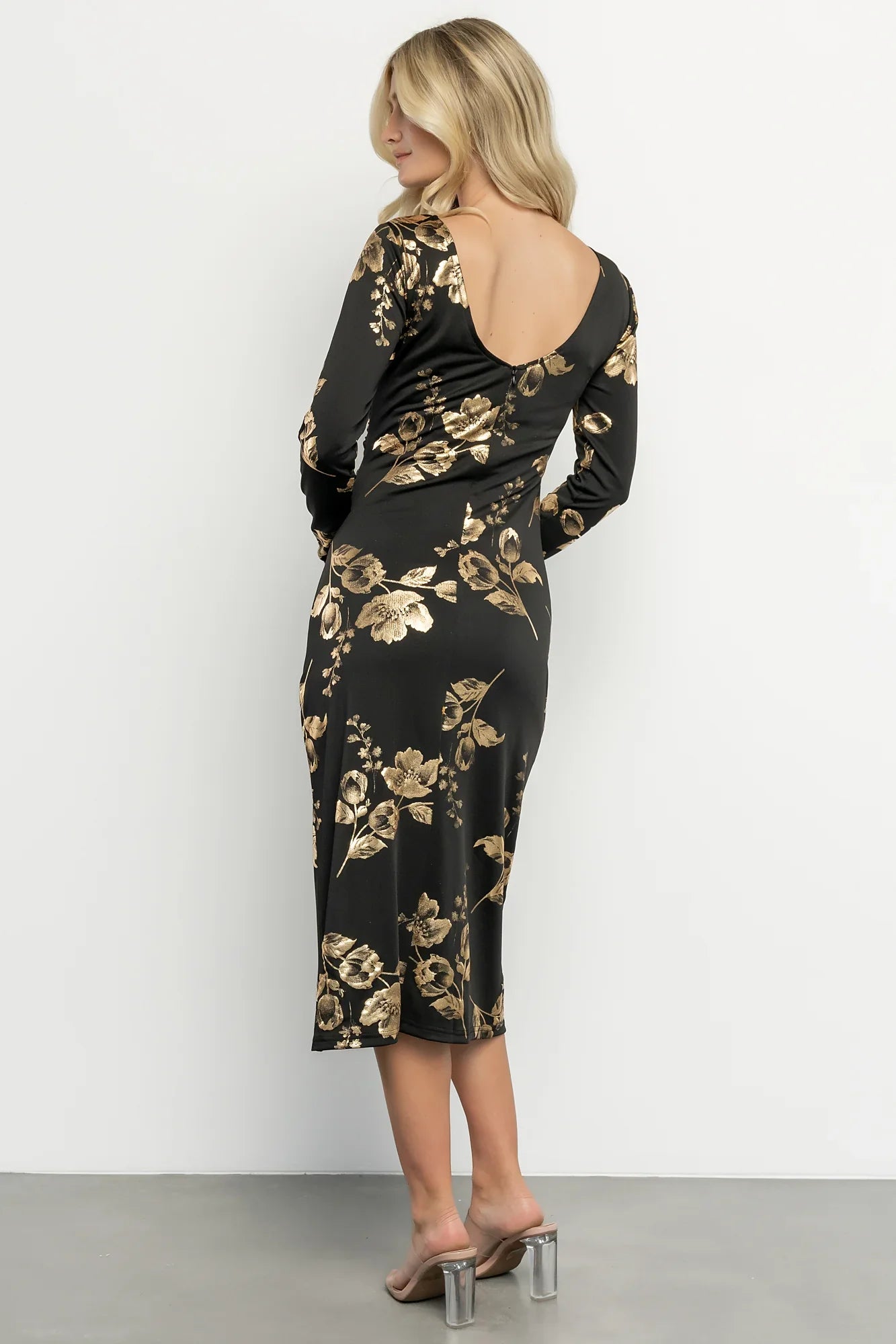 Valeria Midi Dress | Black + Gold