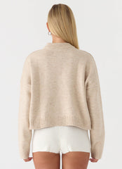 Cornelia Button Up Jumper - Oatmeal