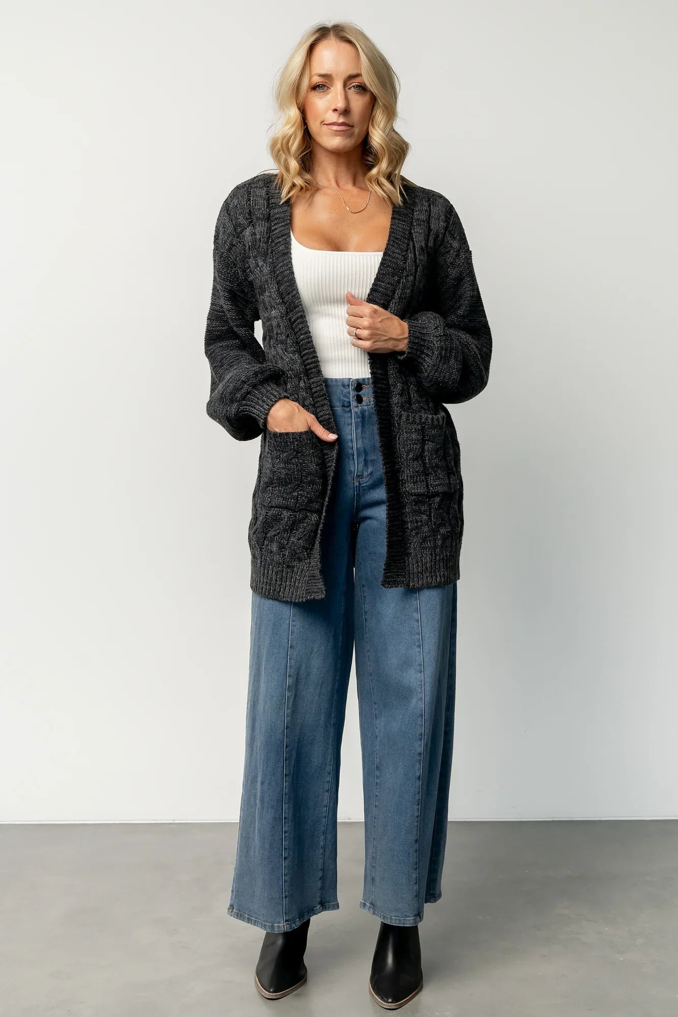 Spencer Chunky Knit Cardigan | Charcoal