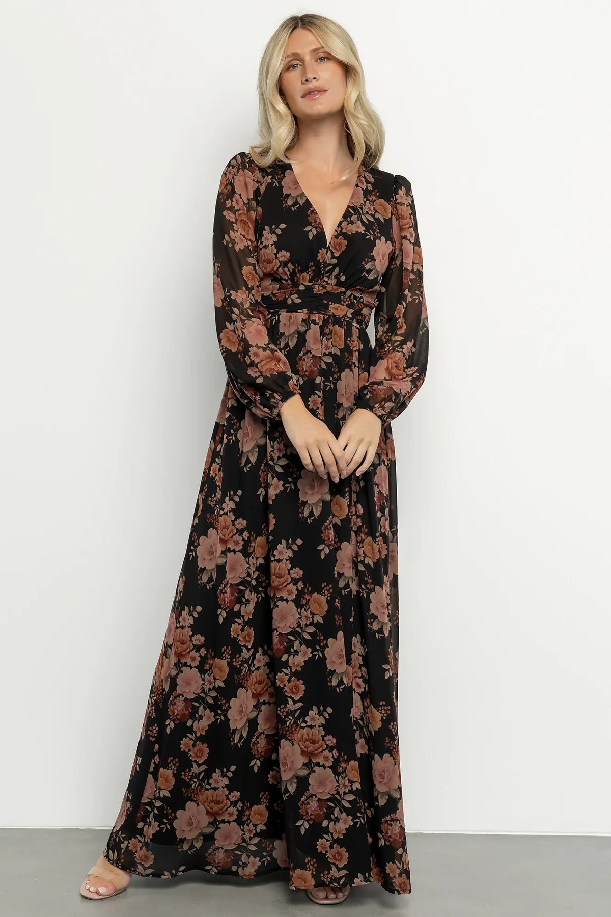 Adira Maxi Dress | Black + Mauve Floral