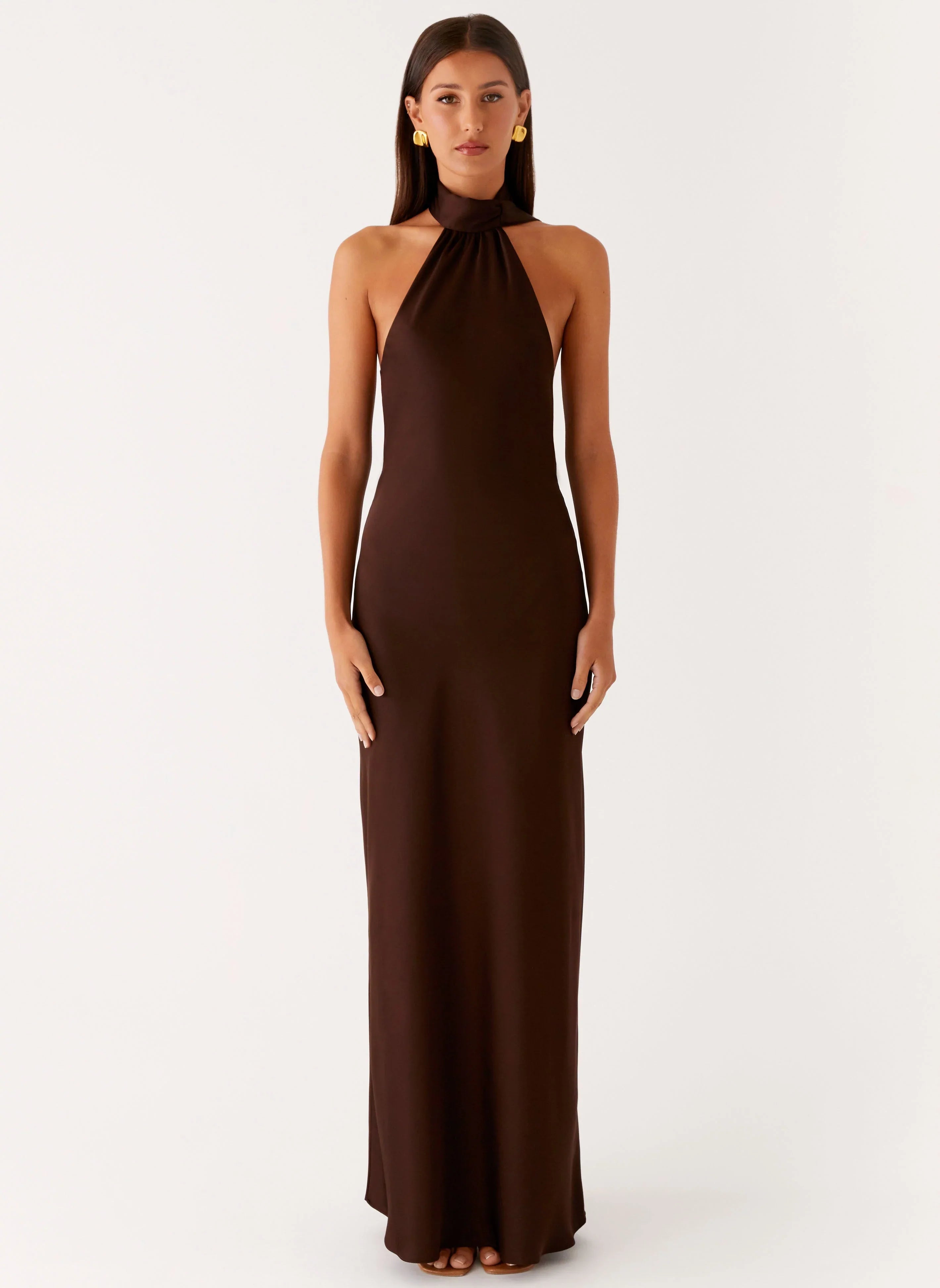Keena Scarf Maxi Dress - Chocolate