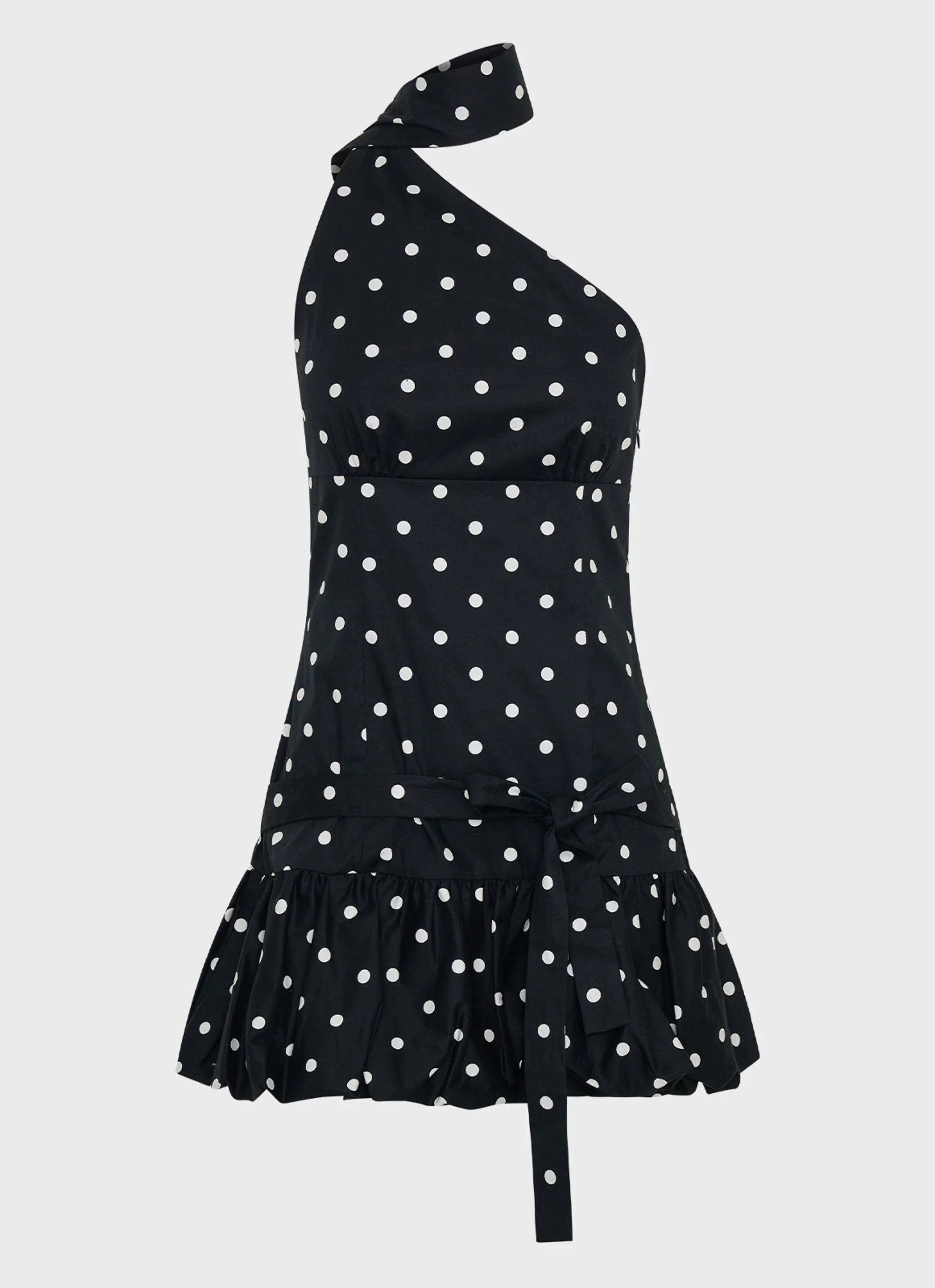 Belina Scarf Mini Dress - Black Polkadot